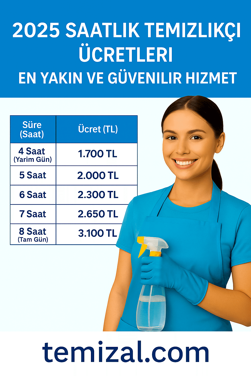 2025 Saatlik Temizlikçi Ücretleri – En Yakın ve Güvenilir Hizmet