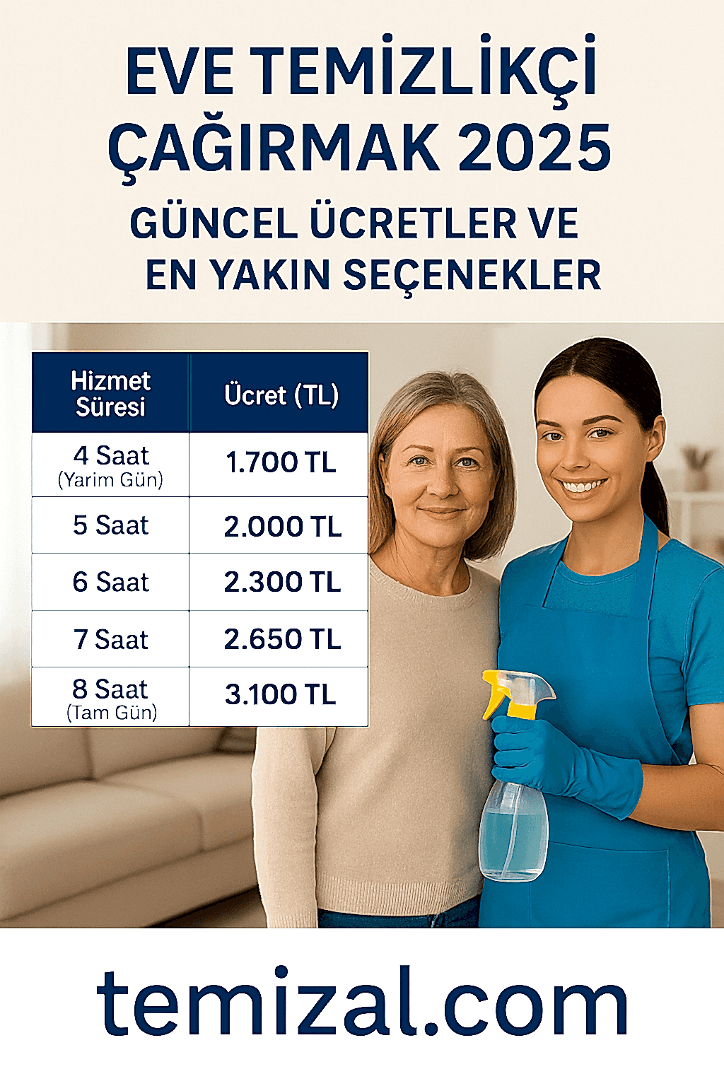 Eve Temizlikçi Çağırmak 2025 – Güncel Ücretler ve En Yakın Seçenekler