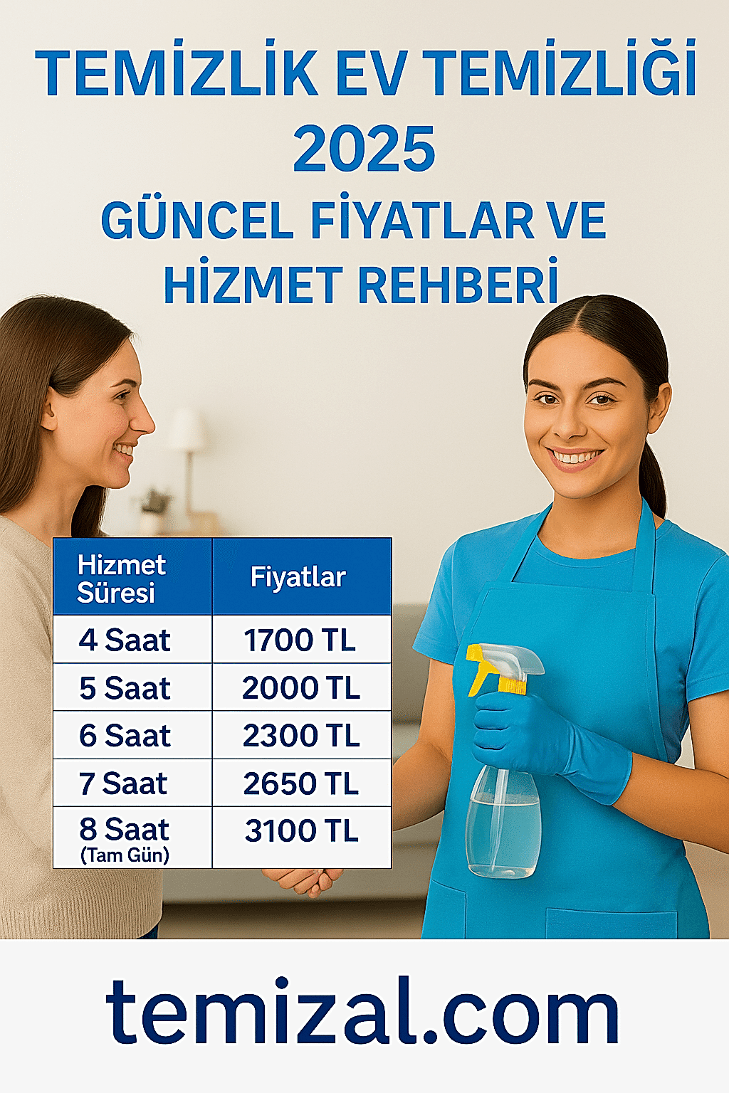 Temizlik Ev Temizliği 2025 – Güncel Fiyatlar ve Hizmet Rehberi