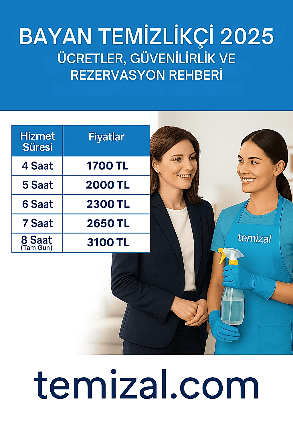Bayan Temizlikçi 2025 – Ücretler, Güvenilirlik ve Rezervasyon Rehberi