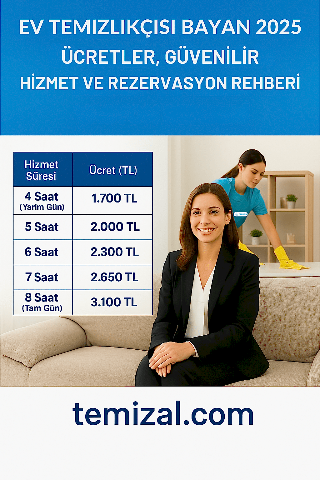Bayan Temizlikçi Güncel 2025 – Ücretler, Güvenilirlik ve Rezervasyon Rehberi