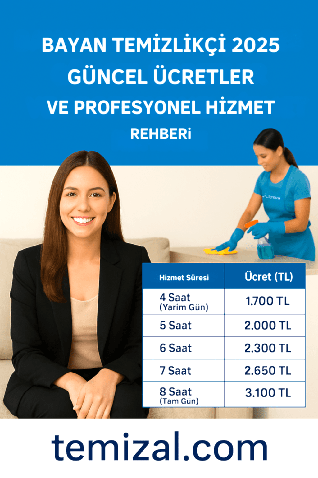 Bayan Temizlikçi 2025 – Güncel Ücretler ve Profesyonel Hizmet Rehberi
