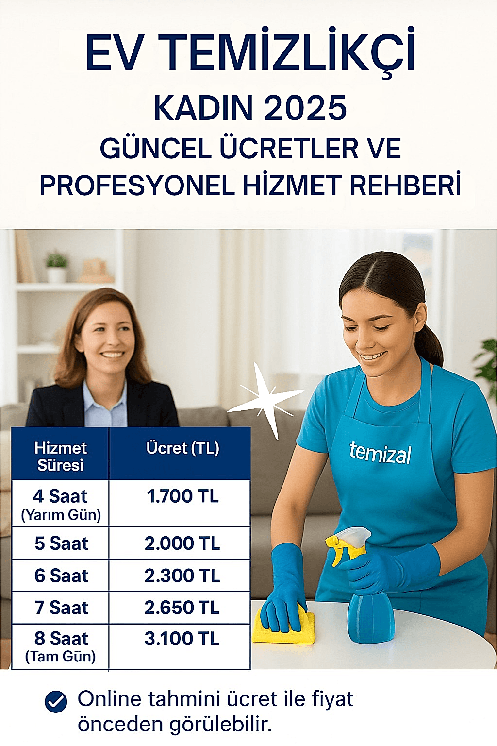 Ev Temizlikçi Kadın 2025 – Güncel Ücretler ve Profesyonel Hizmet Rehberi
